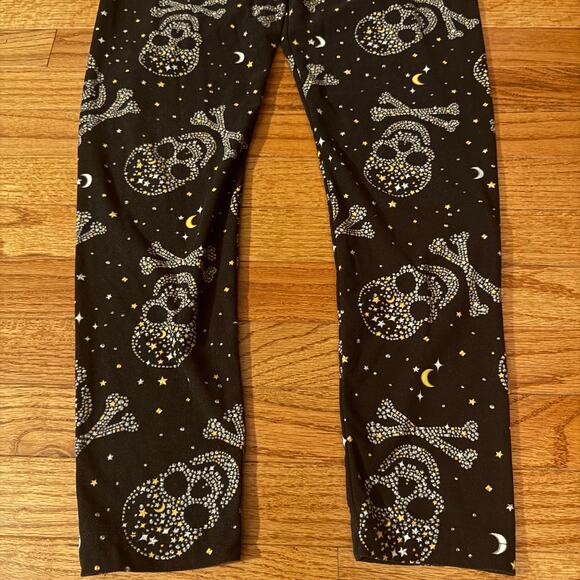High-Waisted Black Celestial Skull & Crossbones Leggings -L - Picture 2 of 8